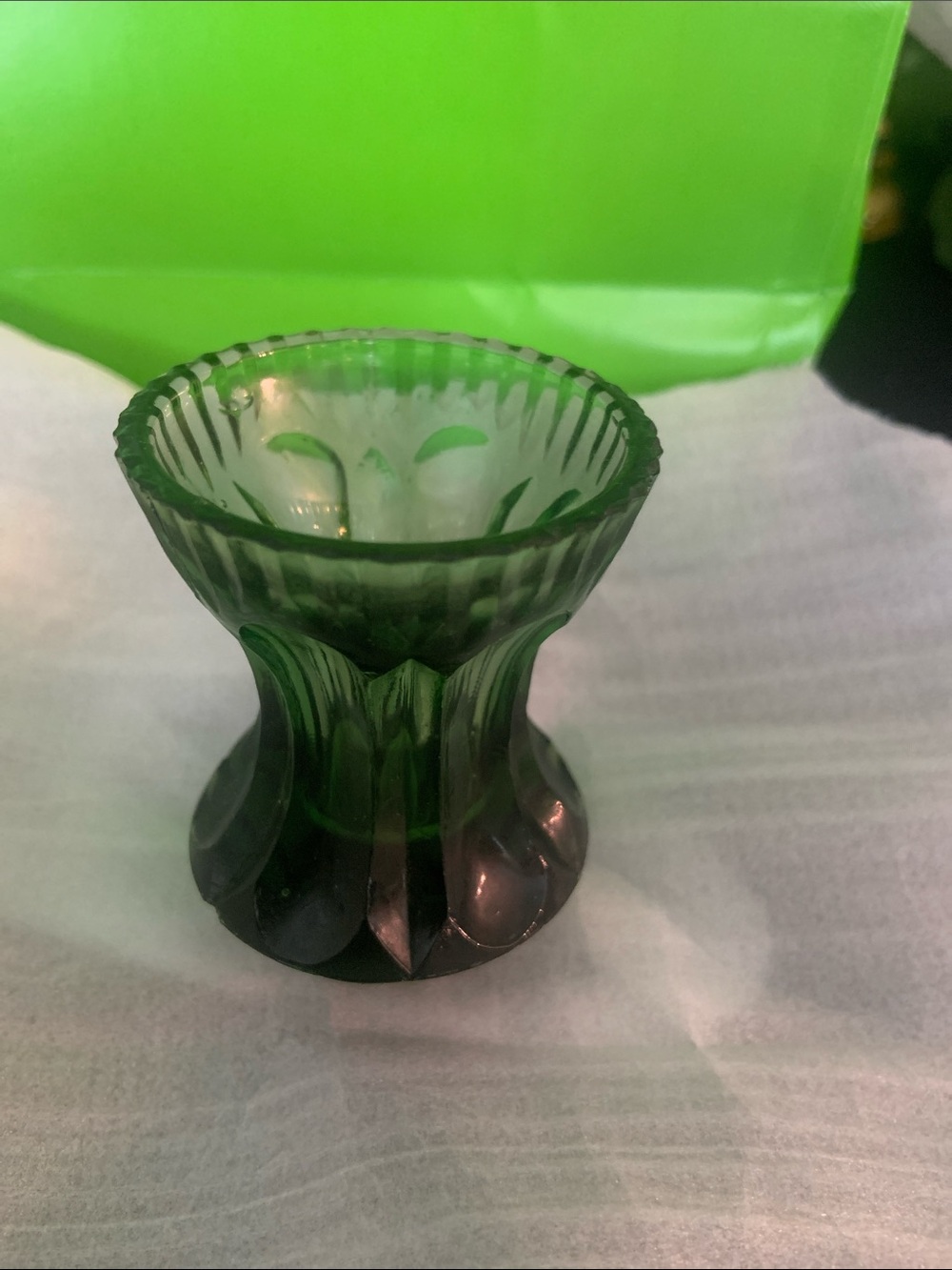 Green Glass Decorative Votive Holder